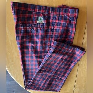 Men's Red and Blue Golf Plaid Pants (Unisex)